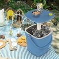 thumbnail image 2 of EasyUp 3-in-1 Resin Ice Bucket & Beverage Cooler – Wood Look Patio Table, UV Protection & Drain Plug for Outdoor Parties, Bars, and Poolside Use-Blue, 2 of 7