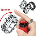 thumbnail image 6 of EOEMY Cool Stainless Steel Rotatable Men Ring Spinner Chain Punk Women Party Jewelry-12-Gold-1, 6 of 9