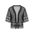 thumbnail image 4 of Blotona Women's Open Front Shrug Short Lace Patchwork Sleeve Solid Color Sheer Bolero Cover Up, 4 of 9