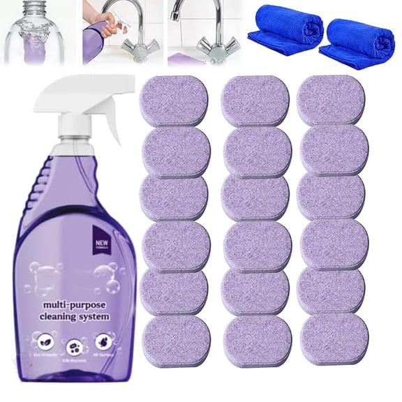Multi Purpose Cleaning System for Ovens, All-Purpose Cleaning Spray with Cleaning Tablets, Multi-Surface Cleaner for Home Instant Stain Removal(1Bottle 18pcs Tablets)