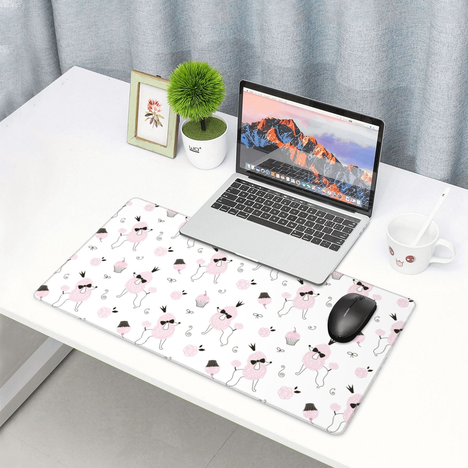 Kdxio Cute Poodle Dog Print Large Gaming Mouse Pad,Non-Slip Base,Water Resist Keyboard Pad for Gamer,Office & Home,29.5 x 15.8 in