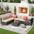 thumbnail image 5 of SUNCROWN 7-Piece Outdoor Patio Furniture Sofa Set All-Weather Black Wicker Sectional Conversation Set with Modern Glass Coffee Table and Cushions (Brown), 5 of 9