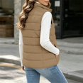 thumbnail image 4 of Women's Puffer Vest Lightweight Quilted Sleeveless Jacket Zip Up Stand Collar Winter Outwears (Khaki L), 4 of 6