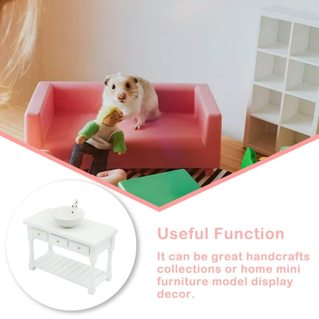 Mini-House Wash Basin Lightweight Scene Miniature Mini Bathroom Accessory Miniature Simulation Furniture Realistic White Kitchen Sink