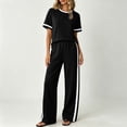 thumbnail image 5 of 2 Piece Sets for Women Matching Sets Summer Outfits Resort Wear Short Sleeve Lounge Set Wide Leg Pants with Pockets, 5 of 5