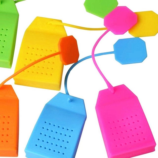 Colador de té creativo, bolsa transparente para la escuela, bolsa para hacer té, colador de té de silicona, bolsa de té, colador de té de acero inoxidable