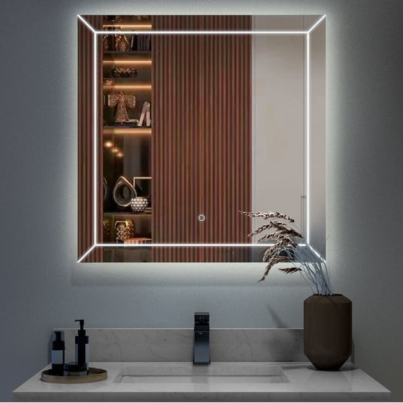 Sinber Wall Mounted Makeup LED Bathroom Vanity Mirror with Lights Backlit and Anti-Fog (30 x 30)