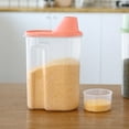 thumbnail image 3 of POINTERTECK Rice Storage Container Cereal Container Dispenser  2.5L Sealed Dry Food Storage Container Plastic Pantry Storage Container with Measuring Cup  for Rice  Bean and Cereal - by, 3 of 10