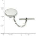 thumbnail image 2 of Solid Polished Engravable (front only) Rhodium Plated Oval Beaded Tie Tack 11x18mm Wide Tie Clip for Men, 2 of 2