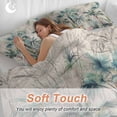 thumbnail image 4 of 3 Piece Summer Palm Trees Duvet Cover Set Twin Size, Microfiber Comforter/Quilt Cover with Corner Ties and 2 Pillowcases, Vintage Botanical Tropical Leaves All Season Soft Bedding with Zipper Closure, 4 of 8