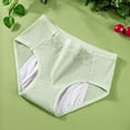 thumbnail image 2 of VBEWZET Womens Breathable Briefs, Leak‑Resistant High‑Waist Striped Cotton Menstrual Underwear Light Green M, 2 of 4