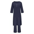 thumbnail image 3 of Two Piece Long Sleeve Maxi Dress And Wide Leg Pant Set Work Out Outfits Work for Women Juniors Pant Suits Formal Women Gear Womens plus Size Rompers And Jumpsuits Womens Suits for Weddings Casual, 3 of 5