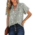 thumbnail image 1 of Qiopertar Mode Femmes Été Imprimé T-Shirt Col en V Manches Courtes Blouse Décontractée Tops Grandes Économies de Vacances! Moins de 5$ jusqu'à 90 % de Réduction, 1 of 5