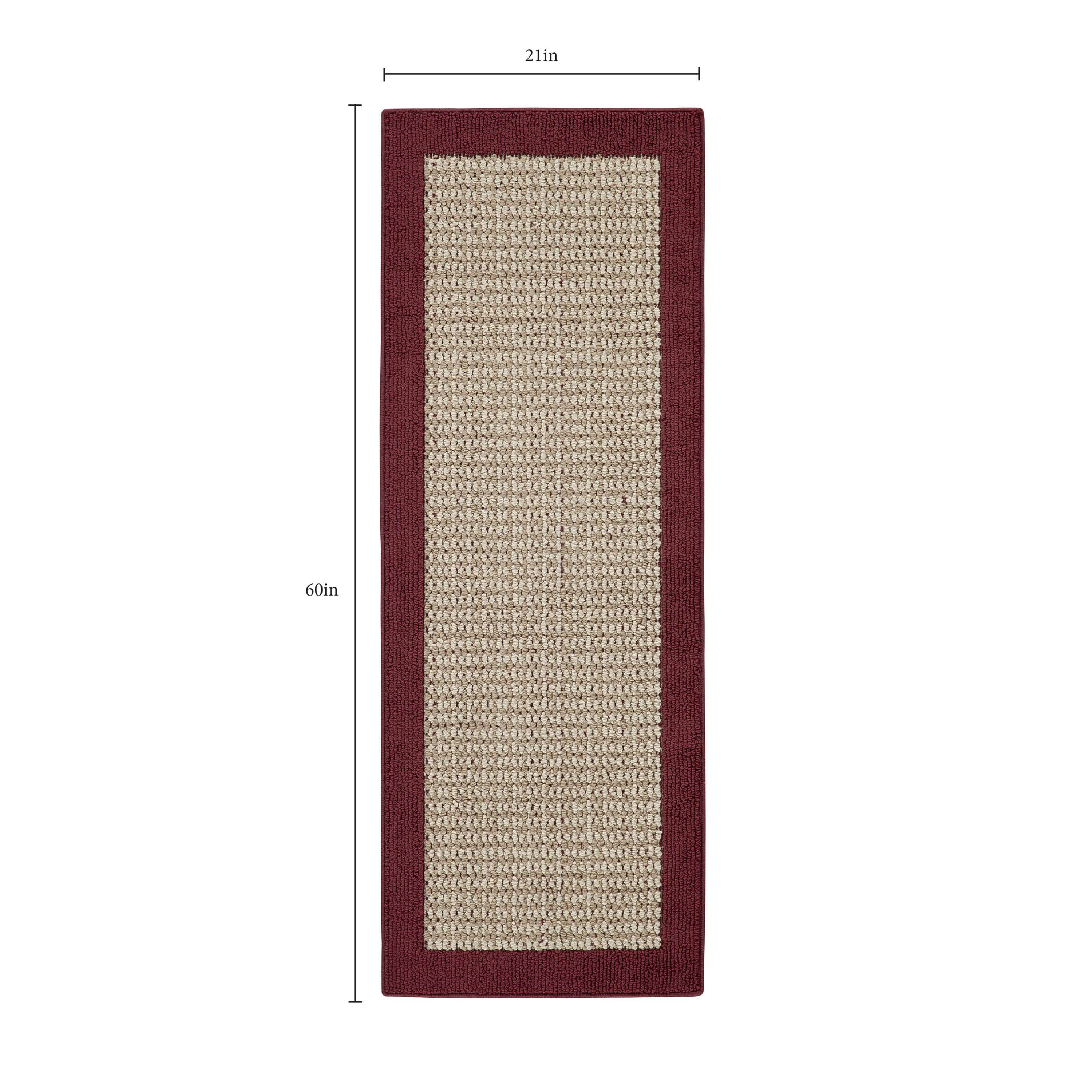 (2 pack) Mainstays Faux Sisal Border Olefin Red Indoor Runner Rug, 1 ft 9 in x 5 ft