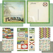 Scrapbook Customs Themed Paper and Stickers Scrapbook Kit, Florida Vintage, 12 inch by 12 inch