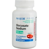 Major Docusate Sodium 100 mg Laxative Softgels for Occasional Constipation, 1-Pack