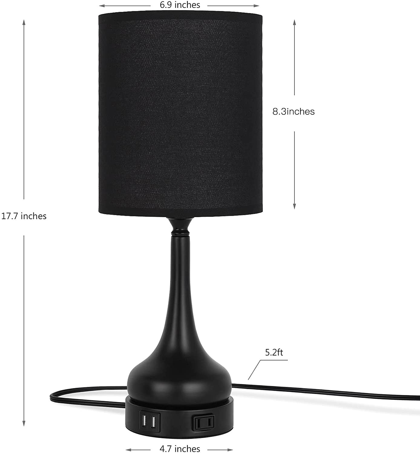 Buy Set of 2 Bedside Lamps with 2 USB Ports and AC Outlet, Touch Control Table Lamps 3Way