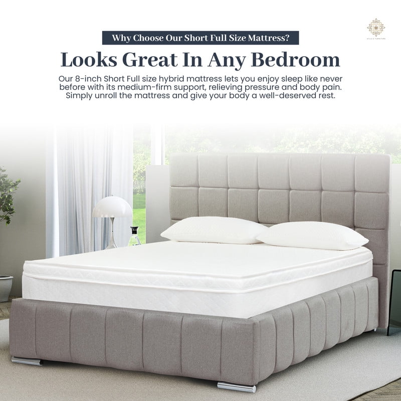 Oliver & Smith Full Mattress 12 inch – Medium Firm Hybrid Mattress with Bonnell Springs – High Density Foam Support – Euro Top Mattress in a Box – Full Size Bed for Kids, Teens, Guests