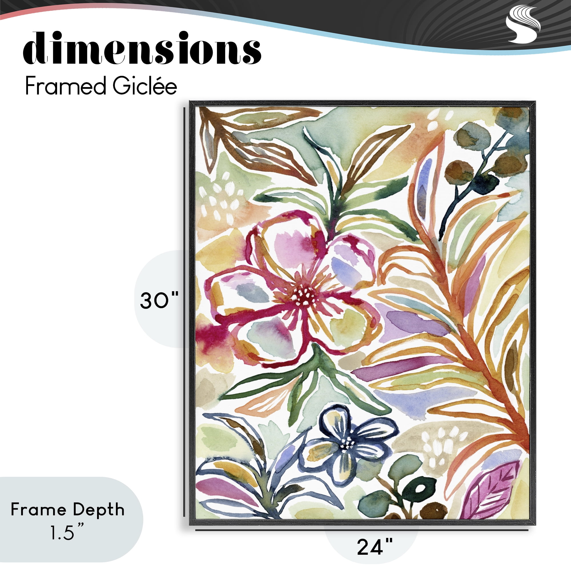 Stupell Industries Colorful Garden Impressions Black Framed Giclee Art, design by Lisa Nohren