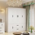 thumbnail image 3 of Idealcabin Freestanding Wardrobe Armoire With Drawers, Modern Bedroom Wardrobe Closet for Hanging Clothes, Wood Cabinet with Shelves, 3 of 9