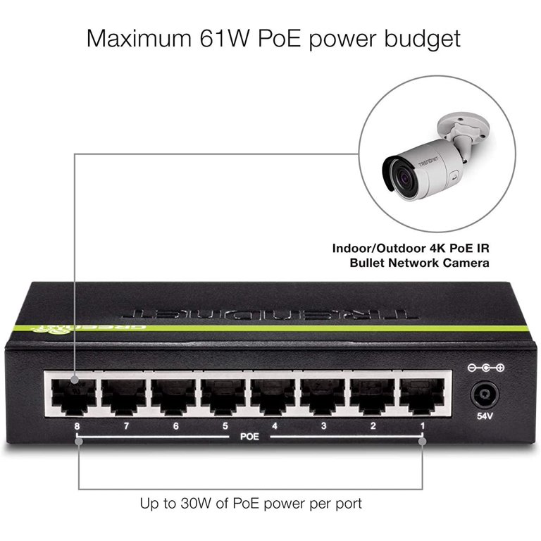 Switch Gigabit PoE+ de 8 puertos - TRENDnet TPE-TG82g