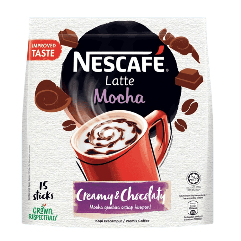 NESCAFÃ‰ 3 in 1 Mocha Coffee Latte, Instant Coffee Packets, Single
