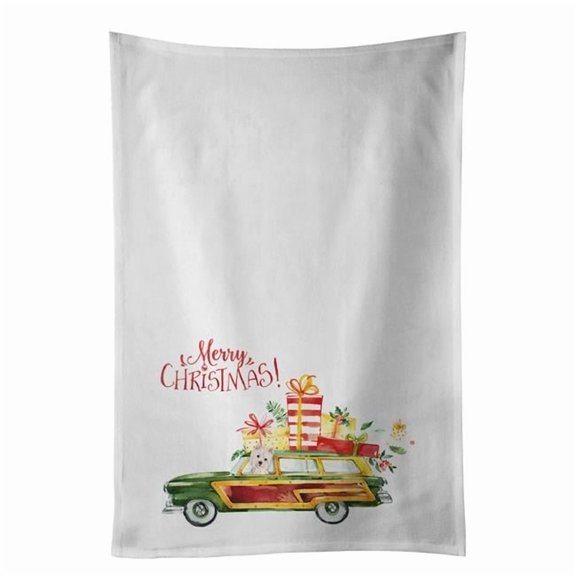 Carolines Treasures CK2441WTKT 28 x 19 in. Unisex Merry Christmas Westie White Dish Towels Kitchen Towel - Set of 2