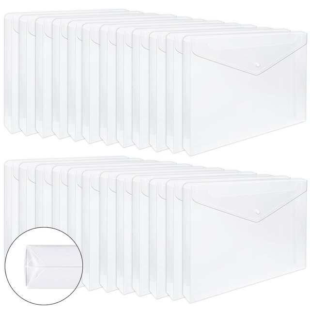 Eoout 24 Sobres Transparentes, Carpetas Ampliables Para Documentos Y Carpetas Impermeables Con Cierre A Presión, Tamaño A4, Tamaño Carta Para Material Escolar Y De Oficina