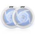 thumbnail image 1 of Pyle Marine Speakers - 4 Inch 2 Way Waterproof and Weather Resistant Outdoor Audio Stereo Sound System with LED Lights, 100 Watt Power and Low Profile Slim Style - 1 Pair - PLMRS43WL (White), 1 of 5