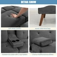 thumbnail image 5 of Walsunny 60”Convertible Sofa Bed Small Folding Loveseat Couch Removable Armrest, Modern Futon Recliner Sleeper wIth 2 Cup Holder Dark Gray, 5 of 10