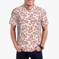 thumbnail image 4 of Xecao Rose Flowers for Mens' Casual Short Sleeve Button-Down Polo Shirts for a Classic Golf Look, 4 of 9