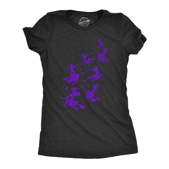 Womens Glitter Witches T Shirt Cute Funny Halloween Witch Graphic Novelty Top for Ladies Womens Graphic Tees