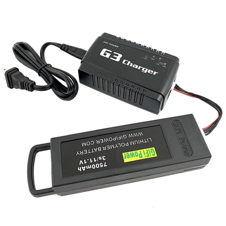 MaximalPower Balance Charger for Yuneec Q500 Parrot Disco LiPo Drone Battery | Different Pin Ports - 3-Pin 4-Pin 5-Pin - for Various Drone Batteries (Charger & 7500mA Battery for Yuneec Q500)...