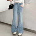 thumbnail image 2 of JUMEYU Girls Skinny Jeans Girls Skinny Jeans High Waisted Straight Leg Button Jeans Casual Pocket Denim Pants Size 13-14 (Light Blue,13-14 Years), 2 of 8