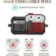thumbnail image 3 of Airpods 3rd Generation Case with Lock & Cleaning Kit, OTOPO Rugged Shockproof Airpod 3 Protective Cover Men Women for Apple Airpod 3rd Gen Case 2021, Black/Red, 3 of 7
