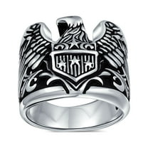 Bling Jewelry Mens Patriotic USA Flying Bird Symbol Bald Eagle Signet Ring Sterling Silver