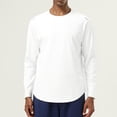 thumbnail image 2 of Men's Long Sleeve T-Shirt Nylon Spandex Quick Dry Running Top Athletic Training Shirt Moisture Wicking Workout Tee Breathable Gym Fitness Casual | Zenithor,White 2XL, 2 of 6