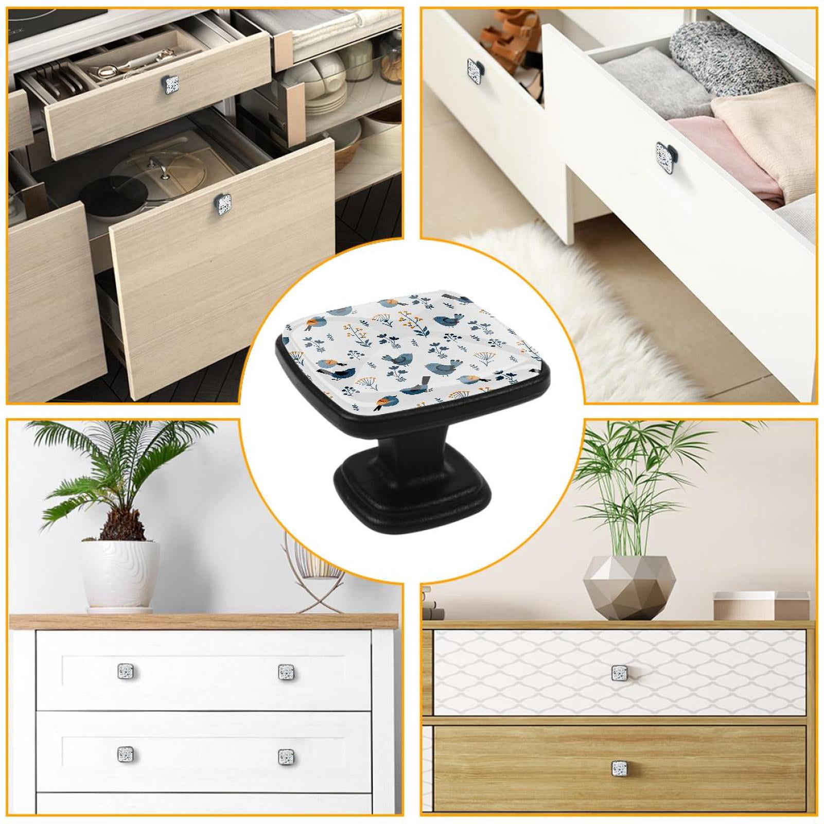 4 Pcs Cabinet Handle Drawer Pulls Spring Bird Knobs with Screws Square Furniture Office Cabinet Knob Decoration