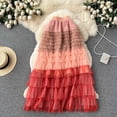 thumbnail image 2 of Tfken Mardi Gras Women Skirts Gradient Elastic Summer Women Fashion Long Skirts For Carnival Party Classic Outfit Pink One Size, 2 of 3