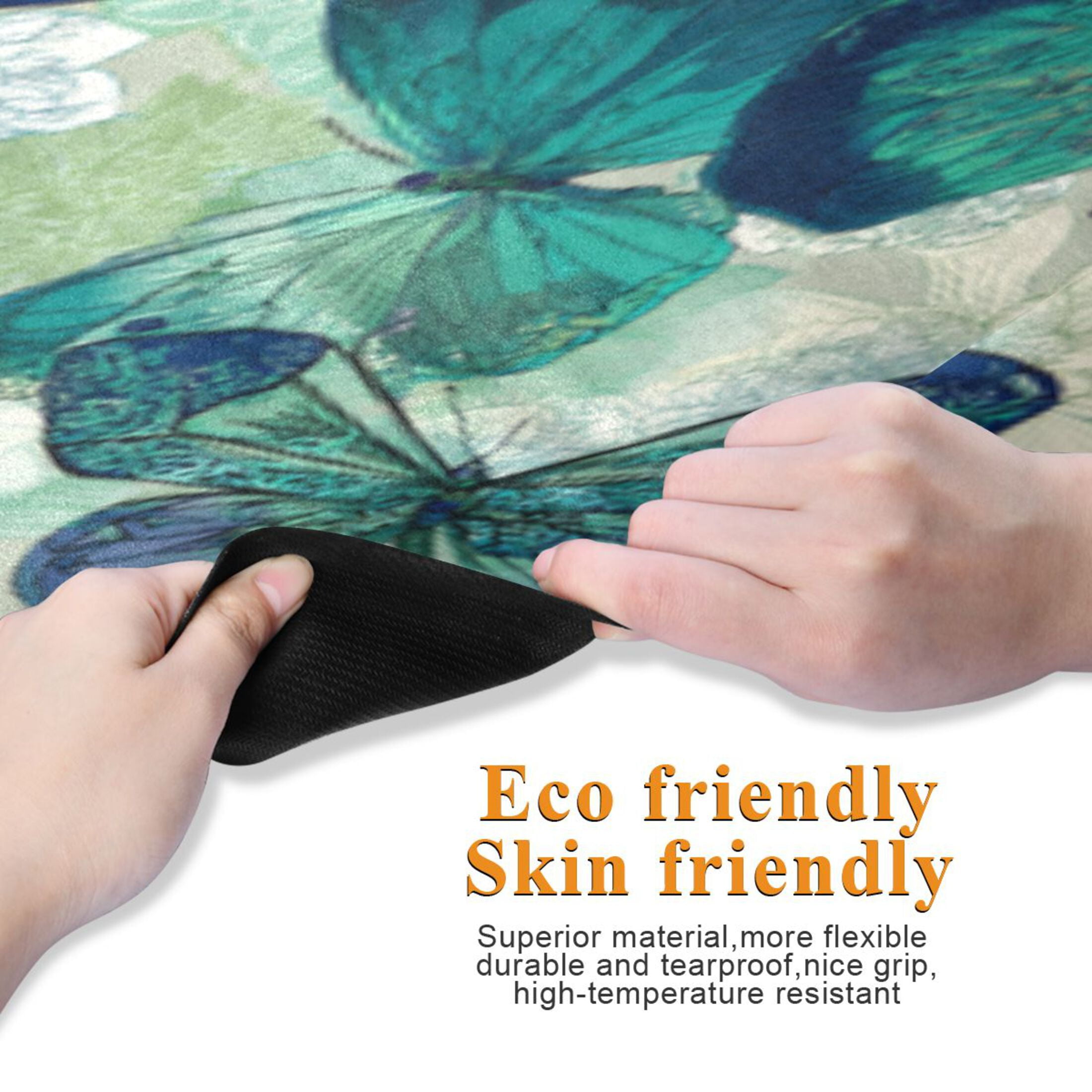BZSMCE Yoga Mat Women Fitness Mat Jade Winged Butterfly Ballet Pattern