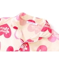 thumbnail image 2 of Topgal Satin Pajamas for Girls Cute Beige Pink Heart Jammies Short Sleeves PJS Button-Down Kid Sleepwear Set Size 6/7, 2 of 7