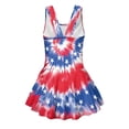 thumbnail image 5 of COEQINE Girls One Piece Swimsuit with Skirt Sleeveless Cute Skirted Bathing Suit Hawaiian Swimwear for Kids 3-4 Years, 4th of July Summer Swim Dress for Water Play, American Flag Tie-dye, 5 of 8
