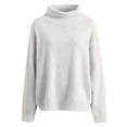 thumbnail image 4 of Comdrip Chandails Confortables pour Femmes Chandails Surdimensionnés Confortables en Tricot Col Rond Automne Chandail Tendance Tenues d'Automne Chandail Col Roulé Femmes, Blanc G, 4 of 5