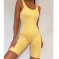 thumbnail image 2 of Women Sports Bodysuit Pure Color Slim Skinny Deep U Beauty Back Yoga Jumpsuits for Female, 2 of 8
