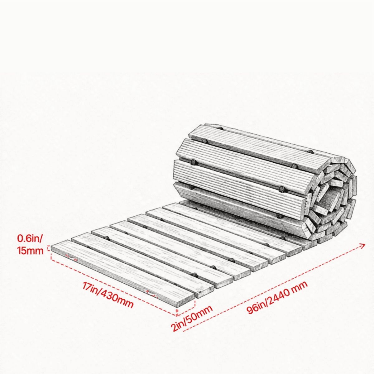 Wooden Garden Pathway, Decorative Wooden Walkway for Backyard & Wedding Party, 8 ft L x 17 in