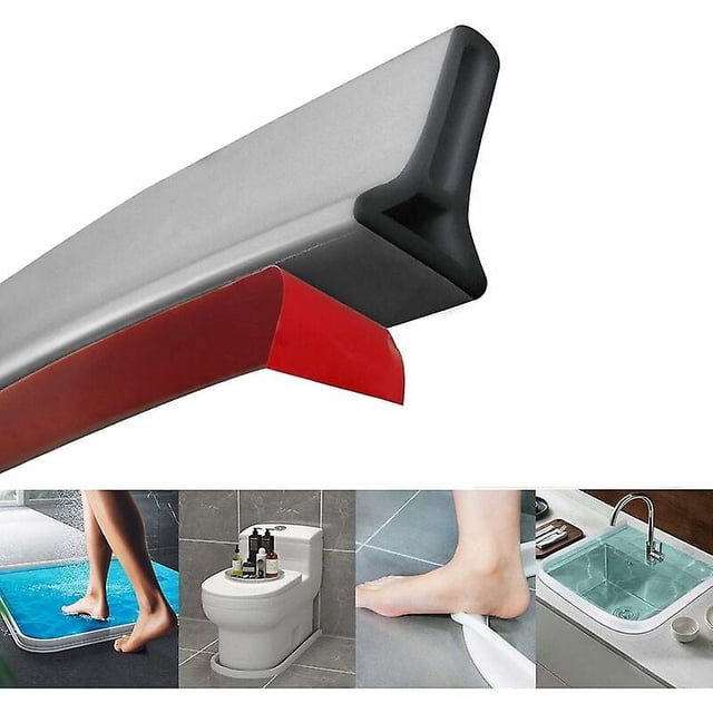 Barrera de ducha plegable y sistema de retención de presa de agua que mantiene el agua dentro del umbral, 1 metro, gris
