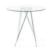 Global Furniture Round Glass Top Pub Table in Chrome