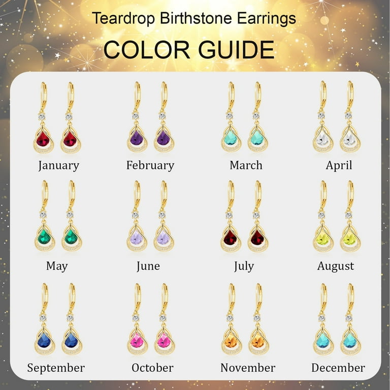 14K Gold-filled Earrings with Blue-Green Teardrop Cubic Zirconia - December 14K Gold-filled Earrings with Blue-Green Teardrop Cubic Zirconia - December