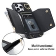 thumbnail image 2 of ShellTech for iPhone 14 Pro Wallet Case with Cross Body Chain,Zipper Case Cover with Coin Pocket Lanyard,Black, 2 of 10