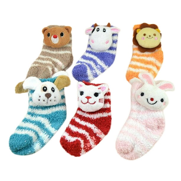 jovati 6 paires nouveau-né bébé mignon dessin animé le sol chaussettes  antidérapant serviette chaussettes 